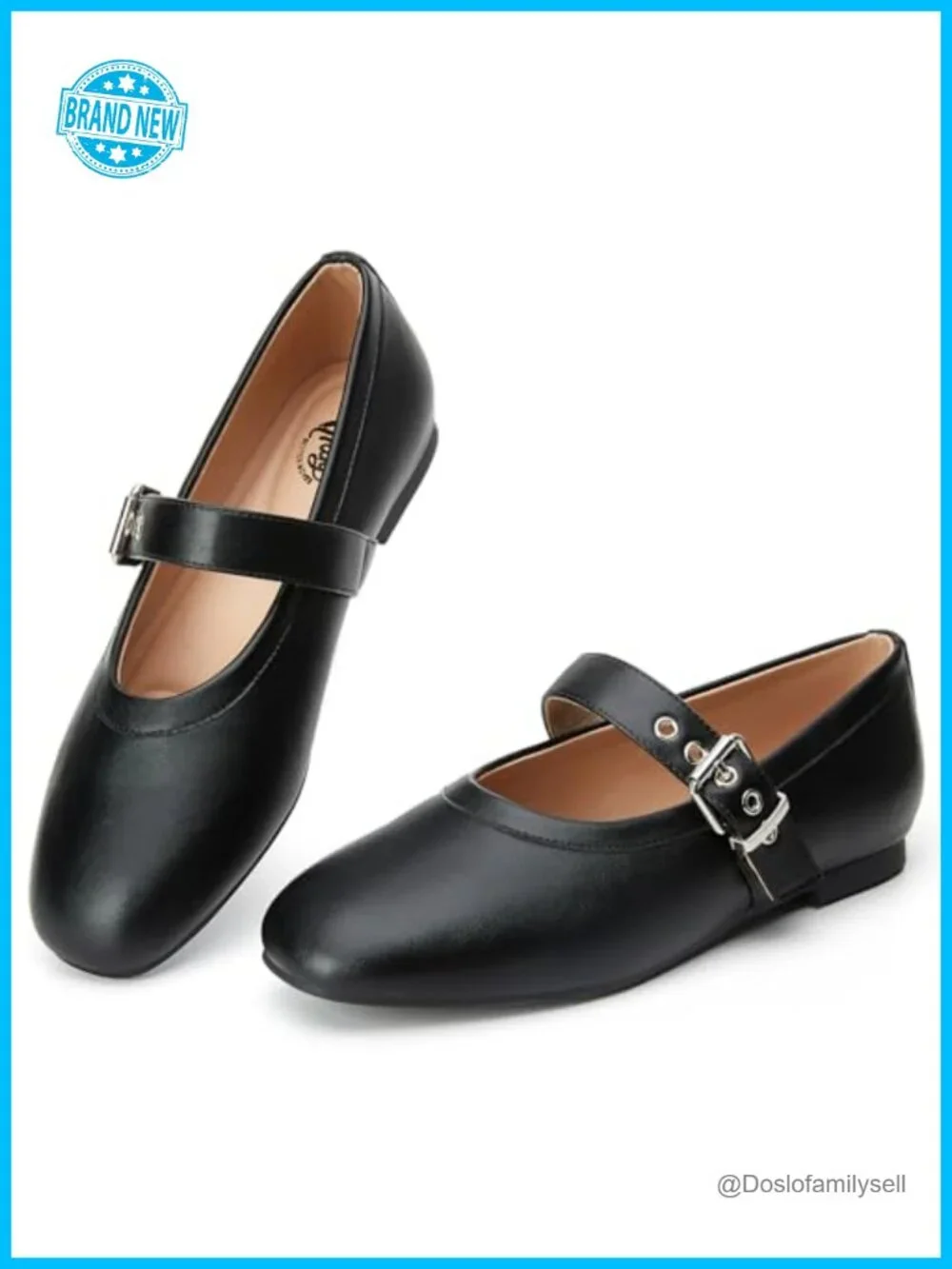 Mary Jane Flats Women PU Suede Memory Foam Comfortable Dressy Shoes